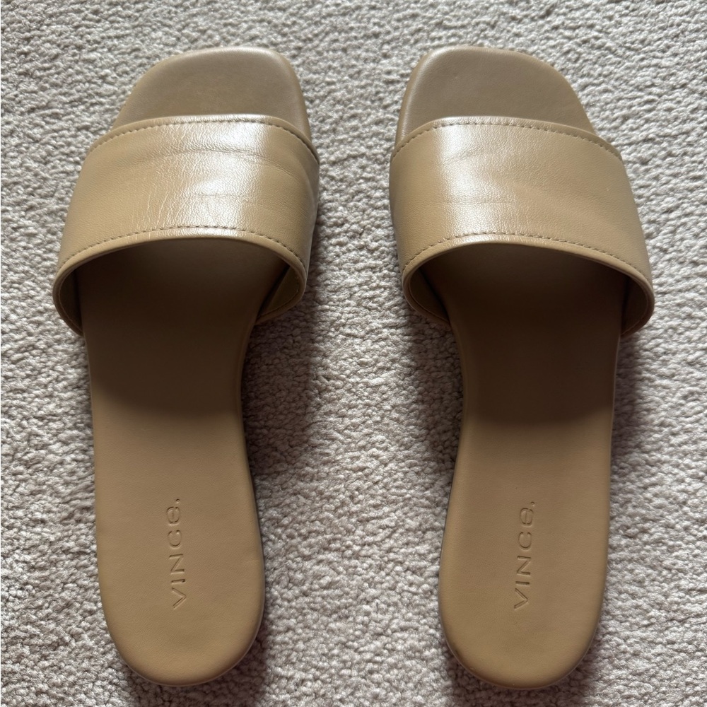 Vince Tan Slide Sandals with Minimalist Design